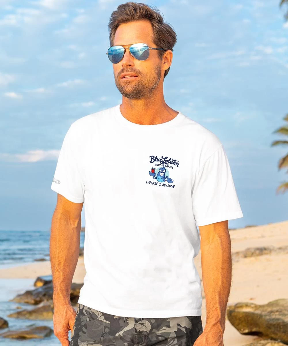 Blue Lobster - White Short Sleeve Crewneck T-Shirt - Image 2