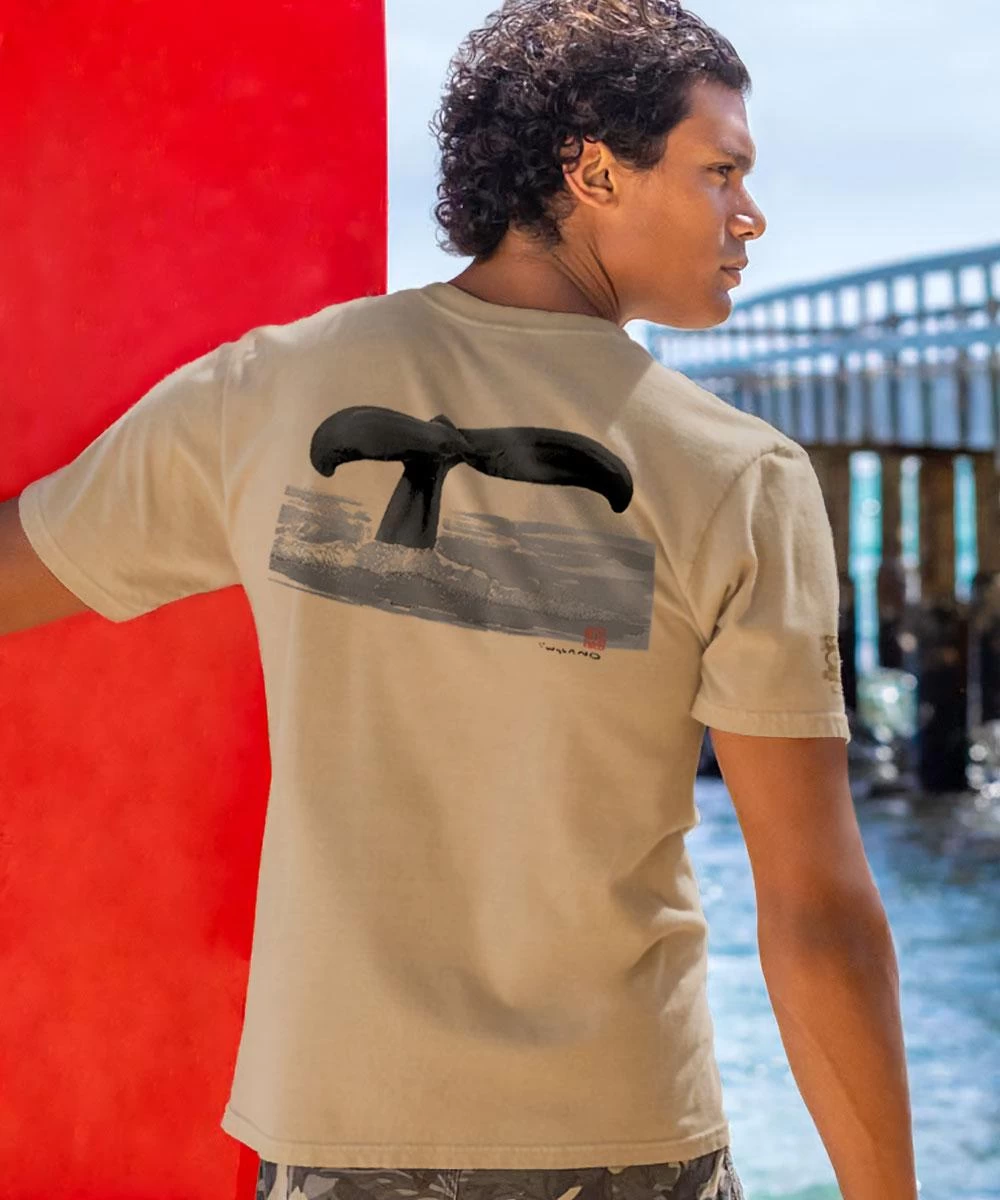 Wyland® Whale Tail Brushed - Kona Coffee Dyed Short Sleeve Crewneck T-Shirt