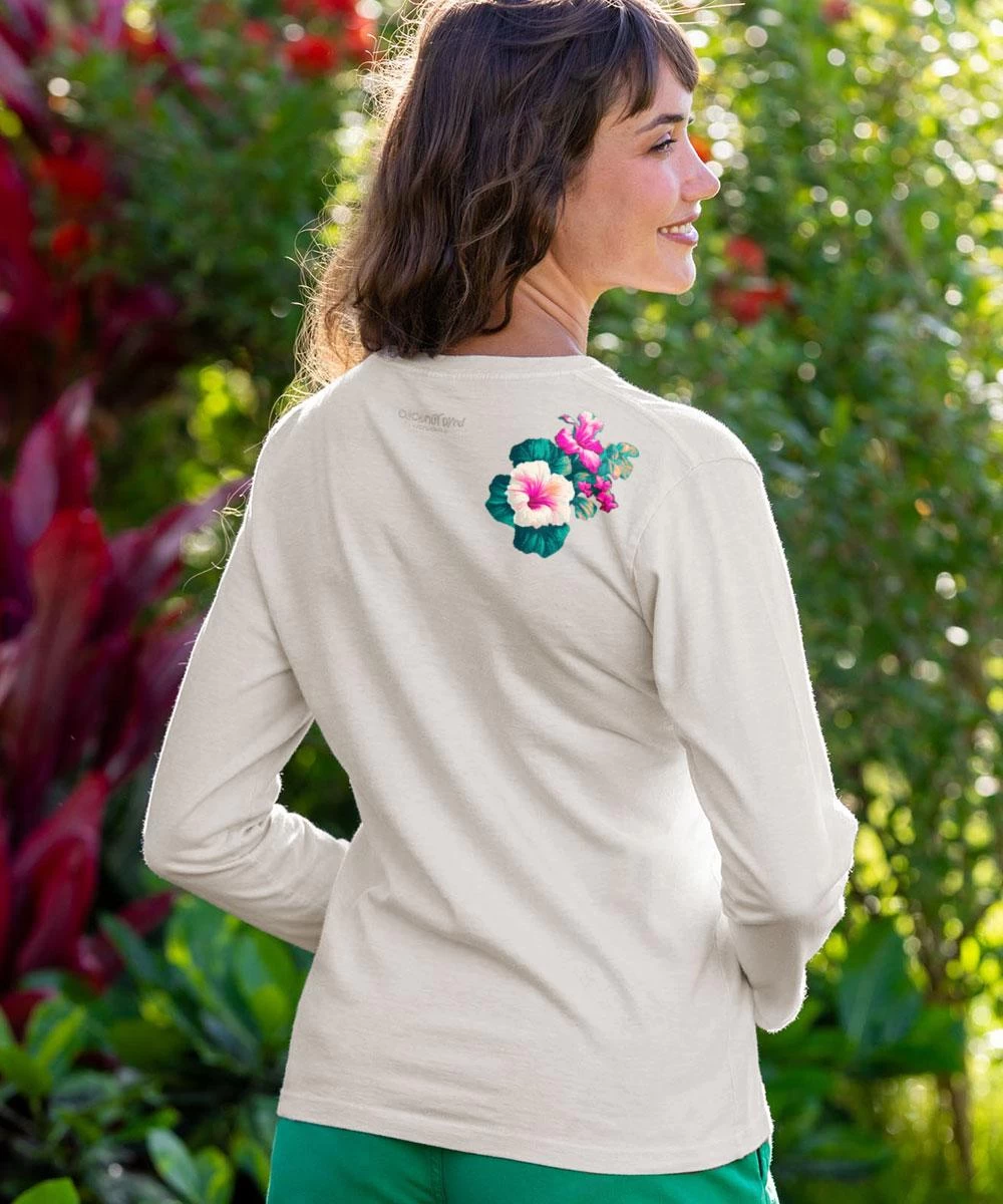 Pacific In Bloom - Coconut Dyed Long Sleeve Crewneck T-Shirt - Image 2