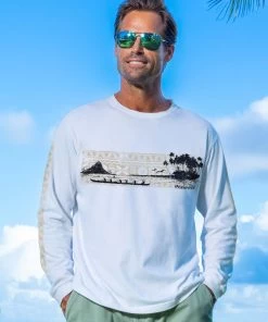 Tribal Outrigger Band - White Long Sleeve Crewneck T-Shirt
