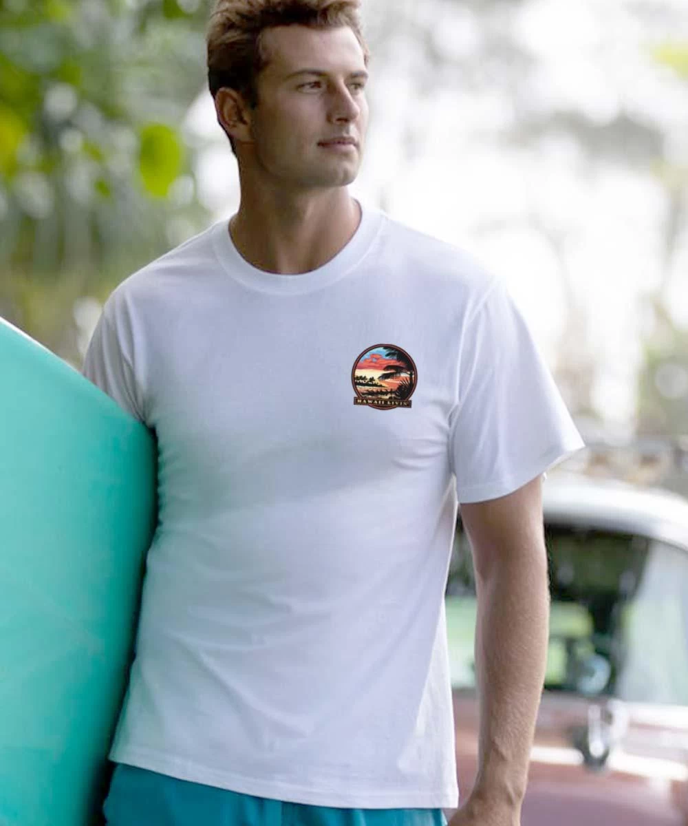 Island Style Sunset - White Short Sleeve Crewneck T-Shirt - Image 2