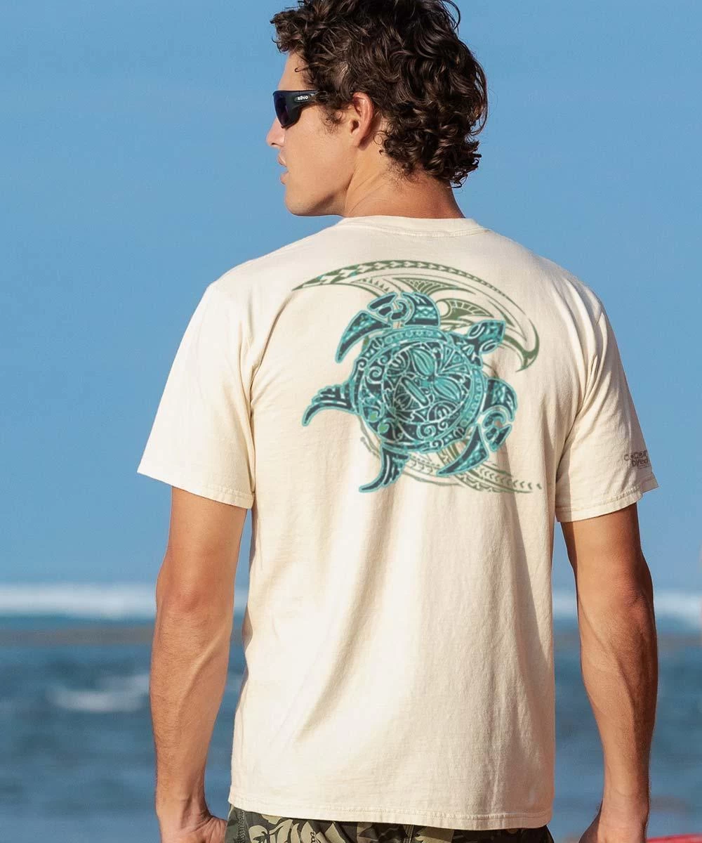 Tribal Honu Nalu - Coconut Dyed Short Sleeve Crewneck T-Shirt